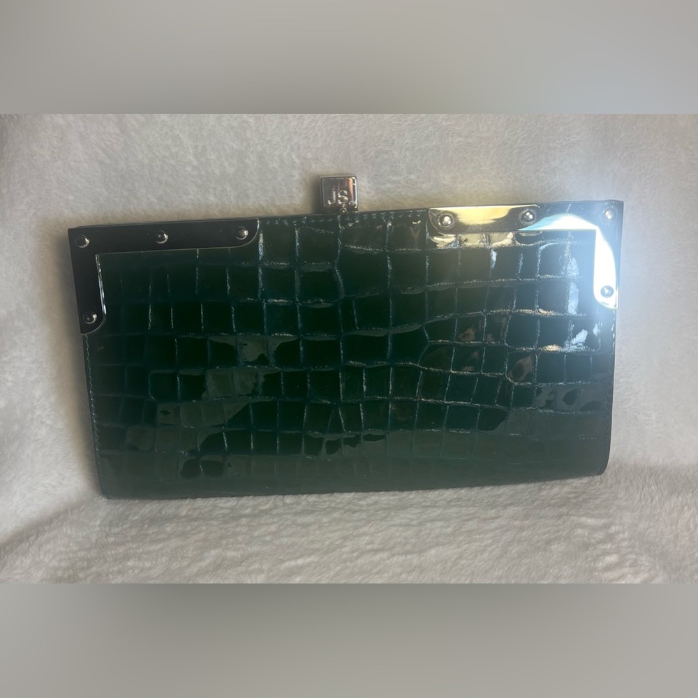 Vintage Jill Stuart  patent leather embossed croc clutch